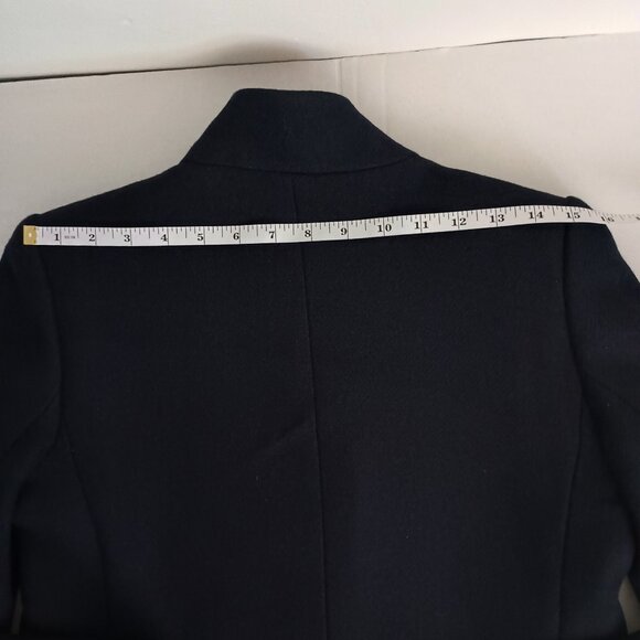 Mango Wool Blend Double Breasted Mid-Thigh Suit Coat Navy Blue Women’s XXS EUC - Picture 10 of 16